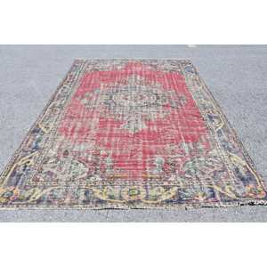 พรมขนสัตว์ตุรกีแนววินเทจผ้า6FT ต่อสีแดงพื้นที่ขนาดใหญ่9in x 10FT 9in สี่เหลี่ยมผืนผ้าห้องโถงสำหรับห้องนอนหรือเตียงด้านข้าง - Product Image 1