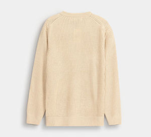 Suéter de punto para mujer, informal, de manga larga, con puños acanalados personalizados, dobladillo en contraste y efecto afelpado, de punto cepillado, para la parte delantera. - Product Image 2