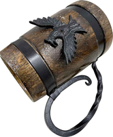 Chope à bière en bois artisanale de haute qualité, écologique, durable, design rustique sculpté, personnalisable pour cadeau de mariage, café, thé
