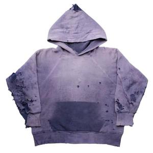 Black Acid Wash Oversized Men Hoodie <b>Vintage</b> Distressed Pullover <b>Sweatshirt</b> with Pocket for Streetwear - Product Image 4
