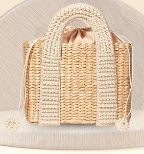 Bolso de Perlas para Mujer. Bolso de Paja Tejido con Cuentas. Bolso Tote Grande Tejido Estilo Bohemia - Product Image 2