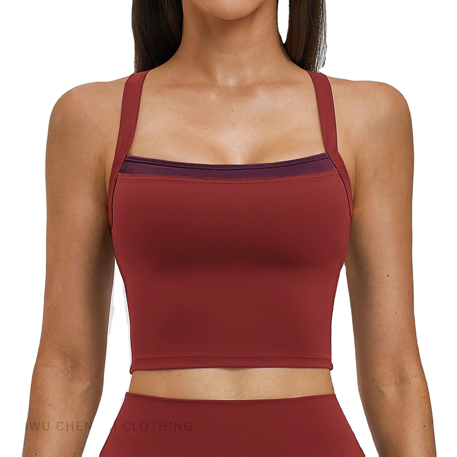 Custom Style Seamless Yoga Tank Top Faux Two-Piece Color-Block Cross-Back Sports Bra Gym Yoga Running Fitness Top for Women