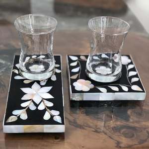Sous-verres décoratifs en nacre de qualité supérieure, tapis de table pour le thé et le café, sous-verres faits à la main avec un design en coquillage, cadeaux de mariage et utilisation à domicile - Product Image 2