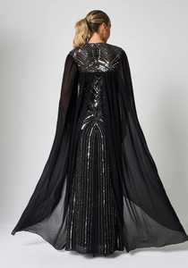 Robe de soirée avec manches évasées, fonction antistatique, robe emballée, robe sexy à paillettes, robe fourreau maxi pour femmes - Product Image 6