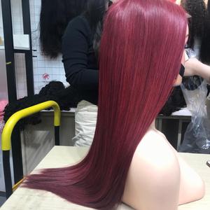 Pelucas de cabello humano con cierre de encaje recto transparente Remy vietnamita 180% Peluca de encaje recto de Color rojo para mujeres extensiones de cabello - Product Image 6
