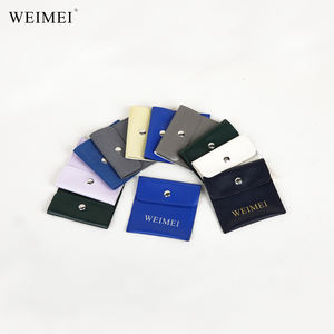 Bolsas de embalaje de joyería pequeñas personalizadas WEIMEI bolsa de joyería de cuero PU con solapa de botón con logotipo - Product Image 1