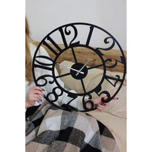 Reloj de pared con patrón decorativo de madera negra de 50cm Idea de regalo elegante - Product Image 1