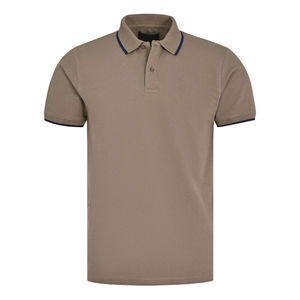 Polo de algodón de alta calidad 100% informal para hombre, camisa de media manga Camel, patrón sólido ecológico, técnica prensada con tinte liso - Product Image 1