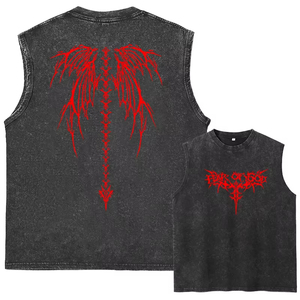 Camiseta Vintage sin mangas de gran tamaño para hombre, camiseta sin mangas deportiva de algodón lavado para gimnasio con diseño impreso, camiseta de moda callejera de verano Y2K - Product Image 4