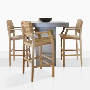 Sedia da Bar per esterni mobili da giardino sgabello da Bar in legno di Teak di alta qualità per mobili e ristoranti dell'hotel