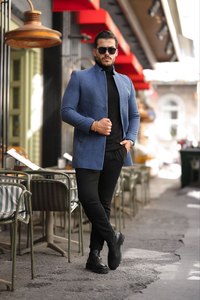 Mens Đôi Ngực Len Pha Trộn Parkas Áo Khoác Dài Mùa Đông Cổ Điển Ve Áo Kinh Doanh Giản Dị Ấm Áp Áo Khoác Áo Khoác Sọc - Product Image 4