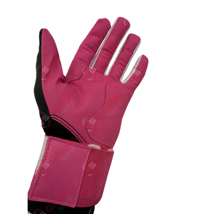 Guantes de bateo de béisbol de Palma de cuero ligero con combinación de colores rojo y rosa de calidad superior para jugadores adultos y jóvenes - Product Image 4