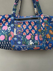 Sac de sport décontracté matelassé à motifs floraux avec fermeture éclair, écologique, grande capacité, en coton, luxe, pour week-end - Product Image 2
