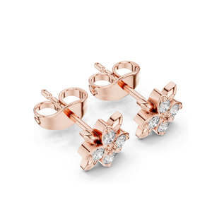 Boucles d'oreilles clous en diamant de laboratoire floral, clarté VVS-VS EF, or 18 carats, 14 carats, 10 carats et argent 925, or rose, or jaune, or blanc - Product Image 5