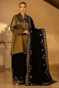 Authentic Soft Velvet Winter Shawl Rich <b>Embroidery</b> and Solid Pattern Polyester Ethnic Scarf <b>Material</b> - Product Image 3