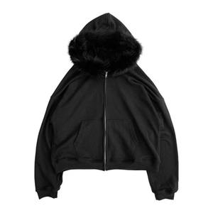 Venta al por mayor en blanco Zip up Hoodie Hombres 100 algodón Fur Hoodie con cremallera - Product Image 3