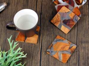 Eco-Friendly Wooden Resin <b>Coasters</b>, Handmade Stone <b>Drink</b> <b>Coasters</b> Perfect for B2B Bulk Orders and International Retailers - Product Image 3