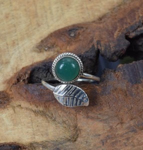 Spinner de Plata de Ley 925 de ónix verde, anillo hecho a mano, Natural cabujón, joyería de piedras preciosas, anillo estampado de plata de ley 925, joyería - Product Image 4