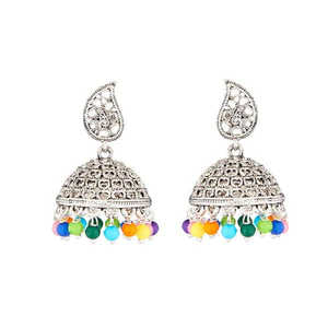 Kriaa plaqué rhodium perles multicolores Jhumki boucles d'oreilles ensembles de bijoux de mode 1311518 - Product Image 1