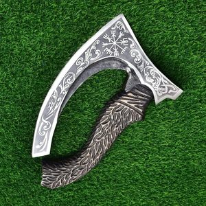 ขวานพิซซ่าไวกิ้งทำด้วยมือพร้อมปลอกหนังตัดพิซซ่ามีด้ามจับไม้มีดโกนคมพร้อมปลอกหนัง - Product Image 3