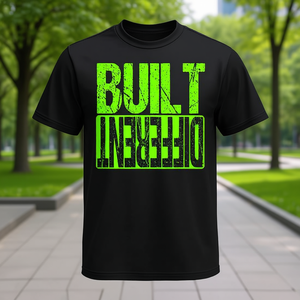 Camiseta Promocional Green Built Different con Gráfico Atractivo en Color Verde - Product Image 3