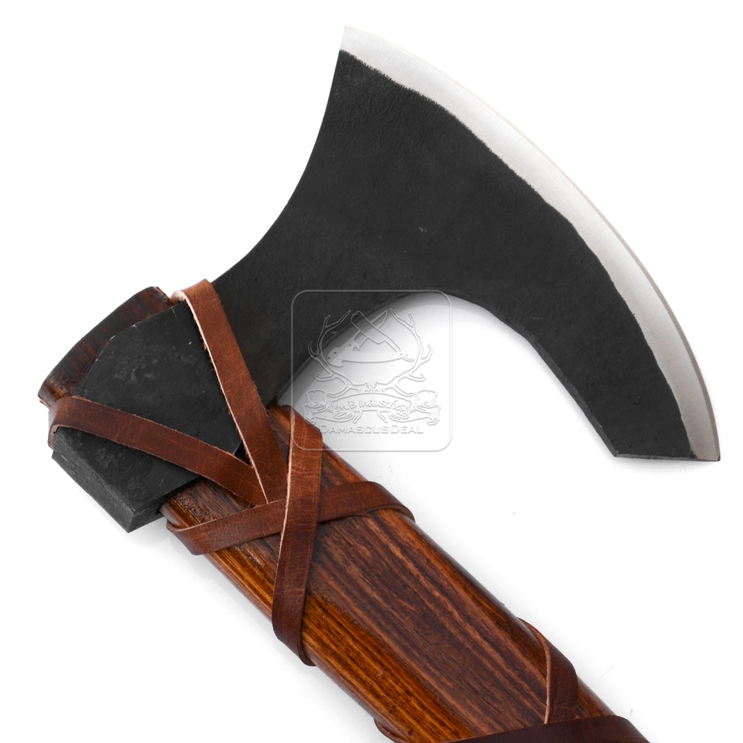 Hache viking forgée à double tête lame en acier au carbone avec hache à