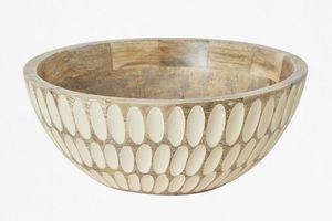 New Arrival <b>Mango</b> <b>Wood</b> Pedestal Serving <b>Bowl</b> with Carved Details for Fruits Salad Decorative Wooden Platter for Home Decor - Product Image 2