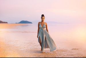 ชุดเพื่อนเจ้าสาวสีฟ้ากรีกวินเทจถักแบบนักบวชฤดูร้อน/ฤดูใบไม้ร่วง - Product Image 3