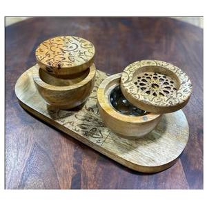 Juego de quemador Bakhoor de madera de estilo árabe moderno, decoración del hogar y soporte de incienso de fragancia aromática, tendencia hecha a mano en Oriente Medio - Product Image 5