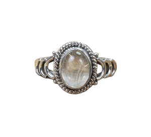 Bague cabochon en pierre précieuse rutile dorée naturelle faite à la main en argent sterling massif 925 en argent 925 estampillé bijoux en argent bague de mode - Product Image 1