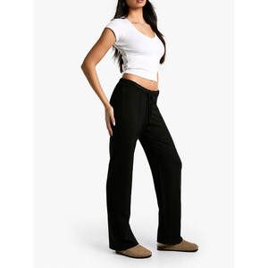 กางเกงวอร์มผู้หญิงสั่งตัดได้ เอวกลาง ผ้าฝ้ายฟลีซ สีพื้น ใส่สบาย เหมาะสำหรับพักผ่อนและออกกำลังกาย - Product Image 3