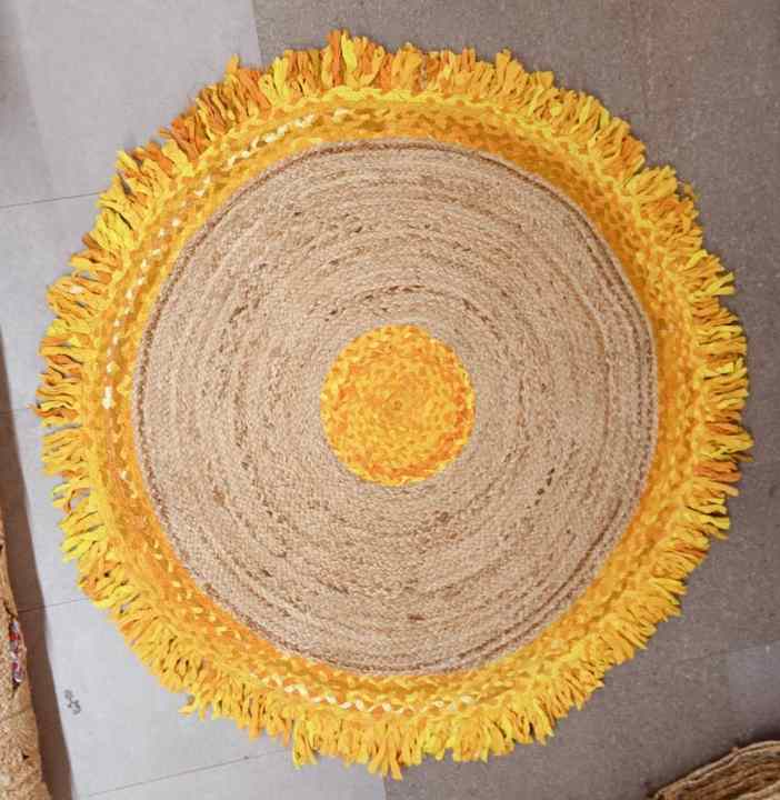 Best sale multi color round pure jute sisal rug area rug runner rug at cheap prices for resale
