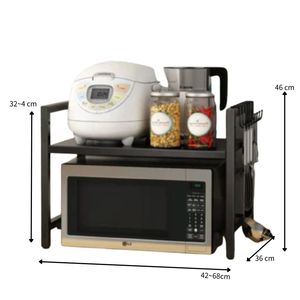 Estante para horno microondas de <span class=keywords><strong>2</strong></span> capas, estante de Metal ajustable, estante extensible para horno microondas para Cocina - Product Image 5