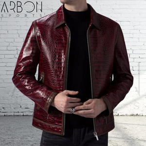 Chaqueta de Cuero Sintético Texturizado Color Rojo Granate para Amantes de la Moda, Cálida y Elegante, Ajuste Cómodo, Acabado de Superficie Suave, para Venta al por Mayor - Product Image 1
