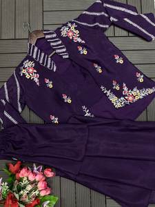 Conjunto de Palazzo y Shrug de Seda para Mujer, Listo para Fiestas, para Eventos de Bollywood, Bodas Indias y Pakistaníes, Salwar Kameez para Adultos, Envío Rápido - Product Image 6