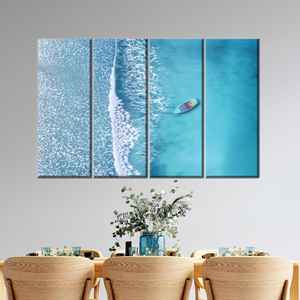 Tableau mural imprimé sur toile : Décoration côtière avec kayak turquoise, 4P : encadré - Product Image 1