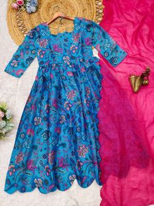 Robe décontractée prête pour les fêtes, imprimé numérique, ensemble Kota Chex avec dupatta en dentelle Aarka, mode naturelle et subtile, vêtements pour femmes - Product Image 3