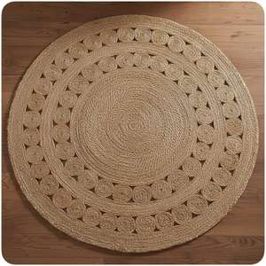 Alfombra de Yute Trenzada a Precio Económico, Alfombra Redonda de Yute para Sala de Estar o Dormitorio, Alfombra Redonda de Yute Hecha a Mano en India - Product Image 2