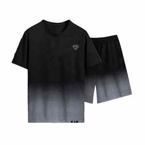 Ensemble d'été à demi-manches pour hommes Combinaison de sport pour hommes Ensemble de t-shirts à manches courtes Ensemble de shorts d'été décontractés à la mode deux pièces - Product Image 1