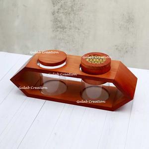 Le plus récent ensemble de plateaux de brûleur d'encens arabe en bois lancé OEM Design personnalisé Mubkhar avec plateau décoratif pour les cadeaux arabes Bakhoor - Product Image 4