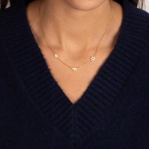 Collar con Colgante Chai Judío de Israel con Dije de Mano de Hamsa y Estrella de David en Plata de Ley 925 Bañada en Oro para Mujer - Product Image 3