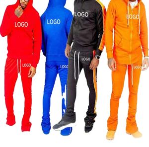 2025 New Track Suits Unisex Sport <b>Tracksuit</b> Latest Fashion 2 Piece Set Flared Sweat Pants Mens Sweatsuit Sets Custom Logo - Product Image 2