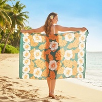 Paréo floral hibiscus tendance, imprimé tropical, léger, pour la plage, jupe de plage, couverture de plage