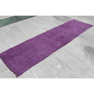 พรมตุรกีขนาด 2.7x9.7 ฟุต พรมวินเทจ พรมขนสัตว์ลายสัตว์สีม่วง - Product Image 3