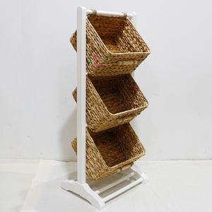 Artex Dong Thap Usine Fait Main Jacinthe D'eau Trois Niveaux Détachable Minimaliste Étagère De Rangement Tissé Naturel Organisateur Étagère pour - Product Image 1