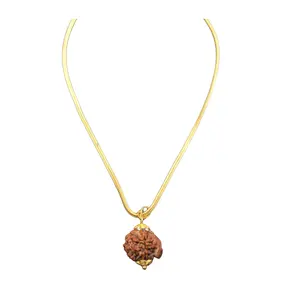 Polished Chain Ganesh Rudraksha Unisex Pendent Necklaces with Gold Buy 925 Sterling Silver Gold Plated Beads Natural Ethnic NP