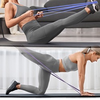 VIGFIT Calisthenics - Juego de Bandas de Resistencia Elásticas Largas de Color Rosa para Ejercicios de Pilates, Bandas de Resistencia de Látex con Logotipo Personalizado