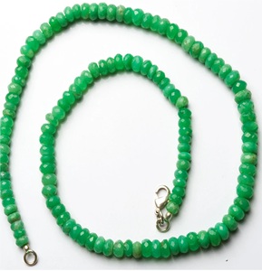Collier en argent de super qualité avec placage à l'or perles de rondelle de pierres précieuses de chrysoprase naturelle vert vif à facettes pour cadeau - Product Image 3