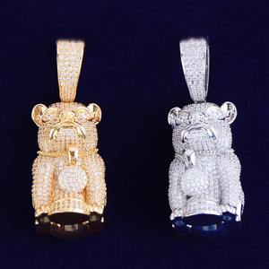 Elegant Style VVS Moissanite Iced Out Pendant <b>Charm</b> Necklace With Gold Plated 925 Silver Bling <b>Dog</b> Design Jewelry At Low Price - Product Image 4