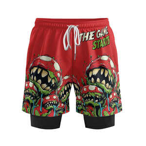Envío Directo logotipo personalizado gimnasio entrenamiento correr Atlético Mma impermeable hombres compresión 2 en 1 pantalones cortos de playa - Product Image 3